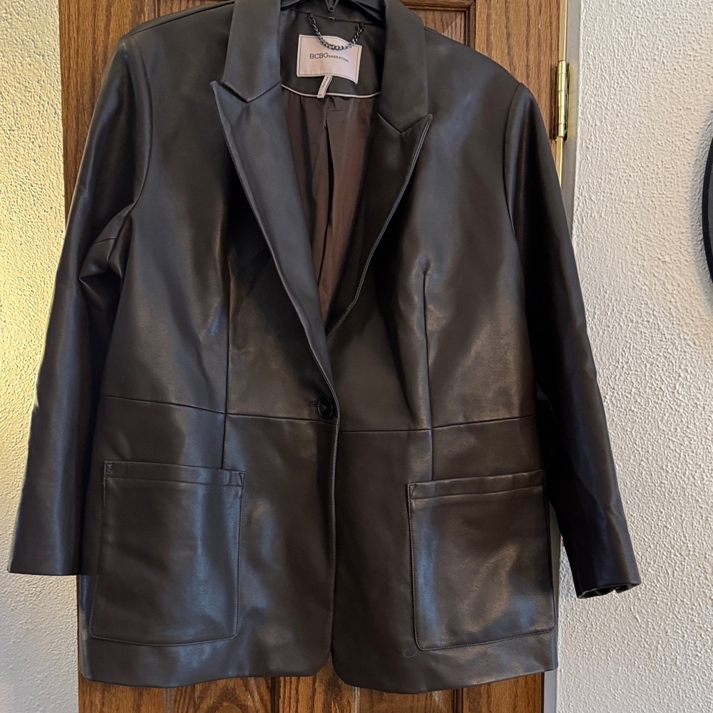Brown Faux Leather Jacket